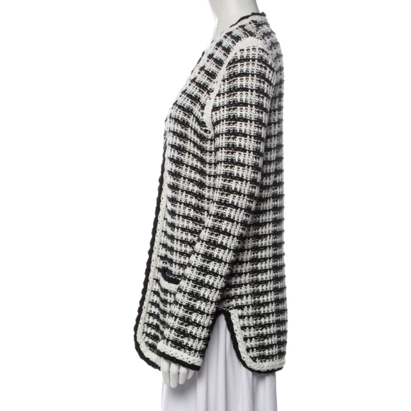 Maje J Striped Cotton-Blend Cardigan - Picture 4 of 15